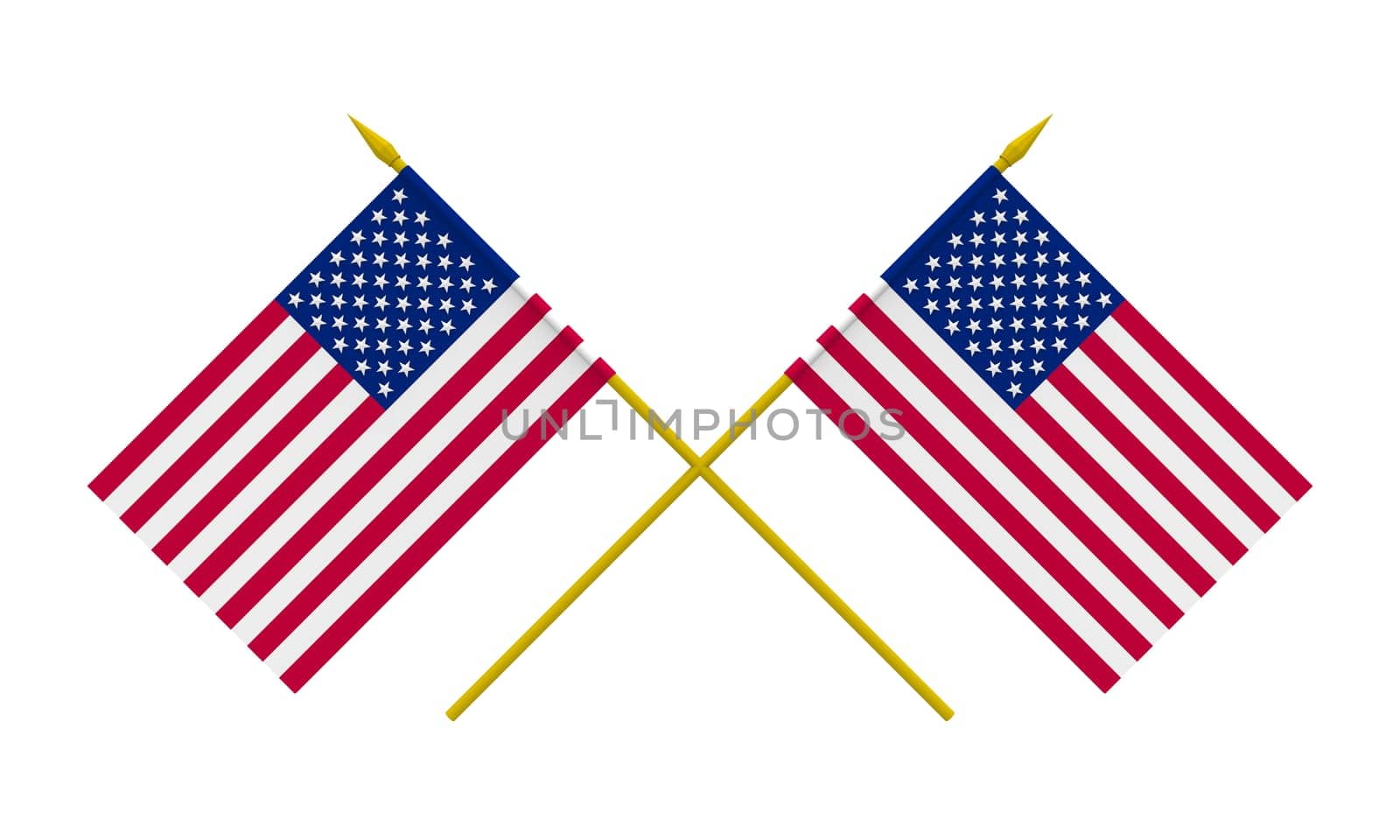 Flags of USA, 3d render, isolated on white