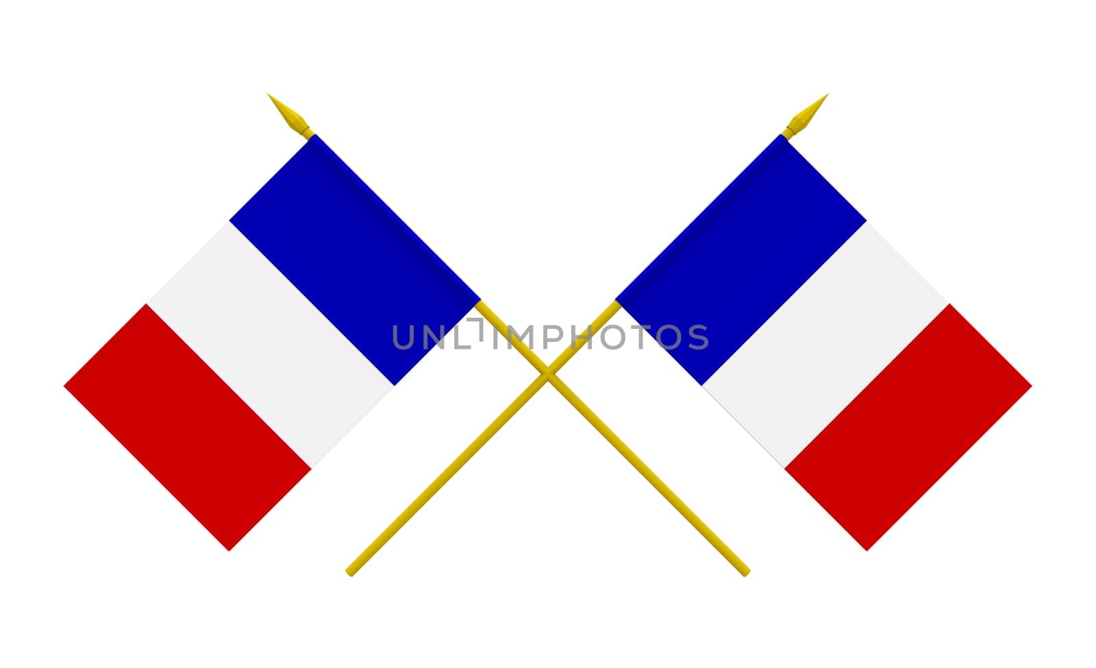 Flags of France, 3d render, isolated on white