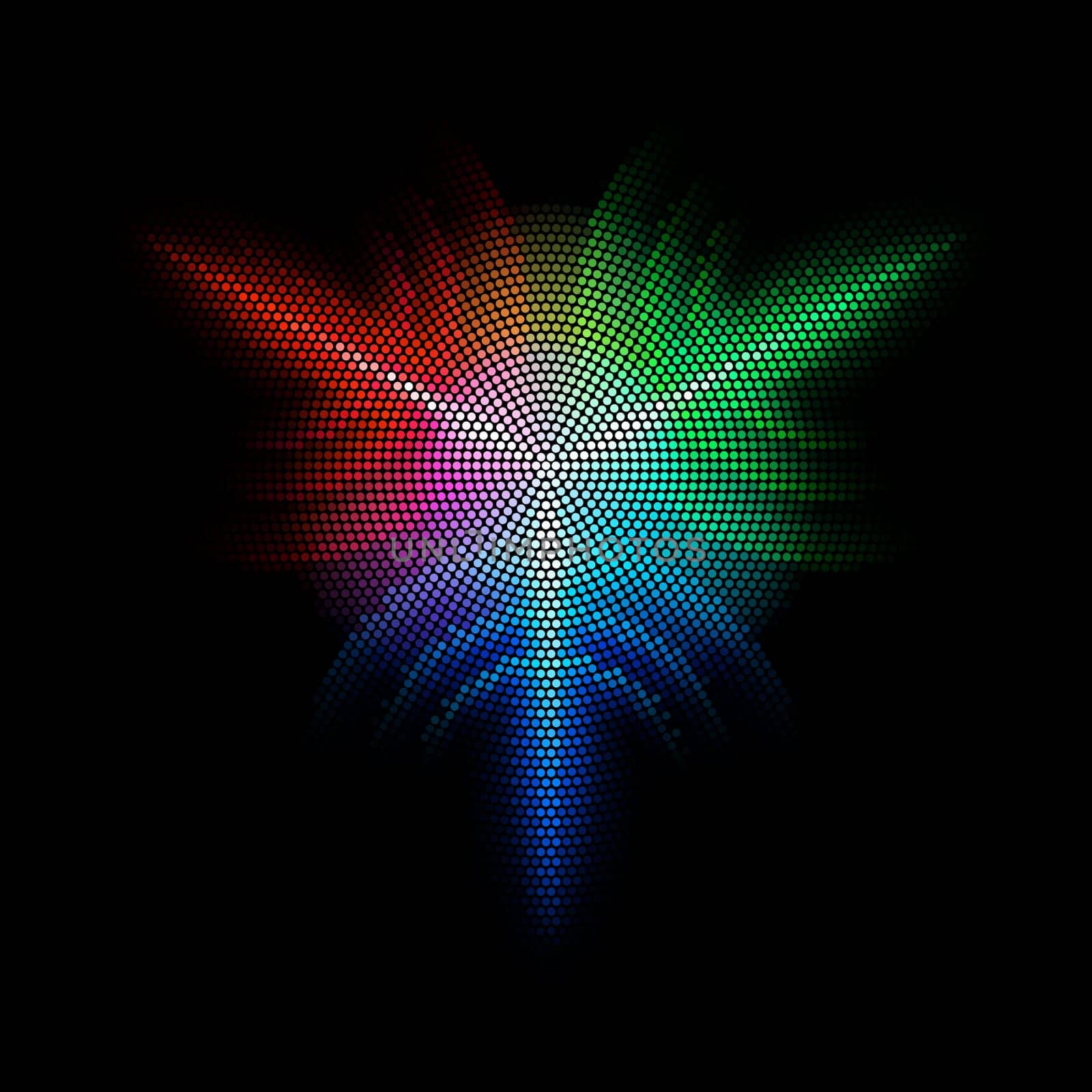 Multicolor dots digital in form star  on  black background