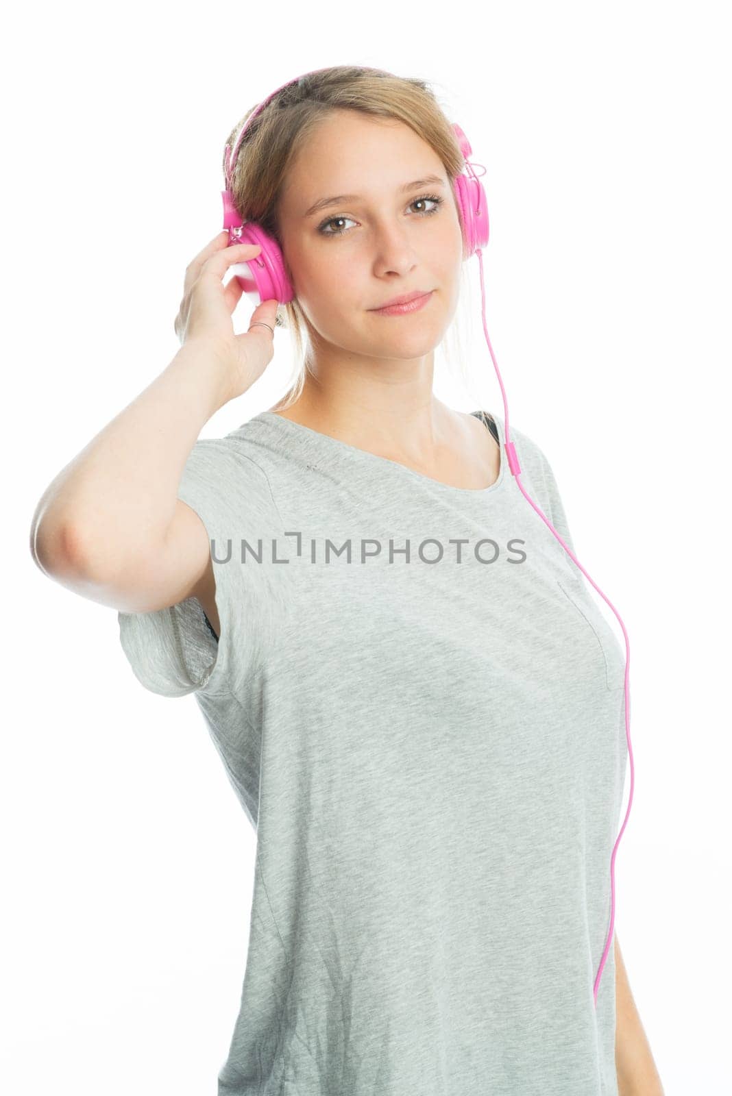 Blonde girl with headphones