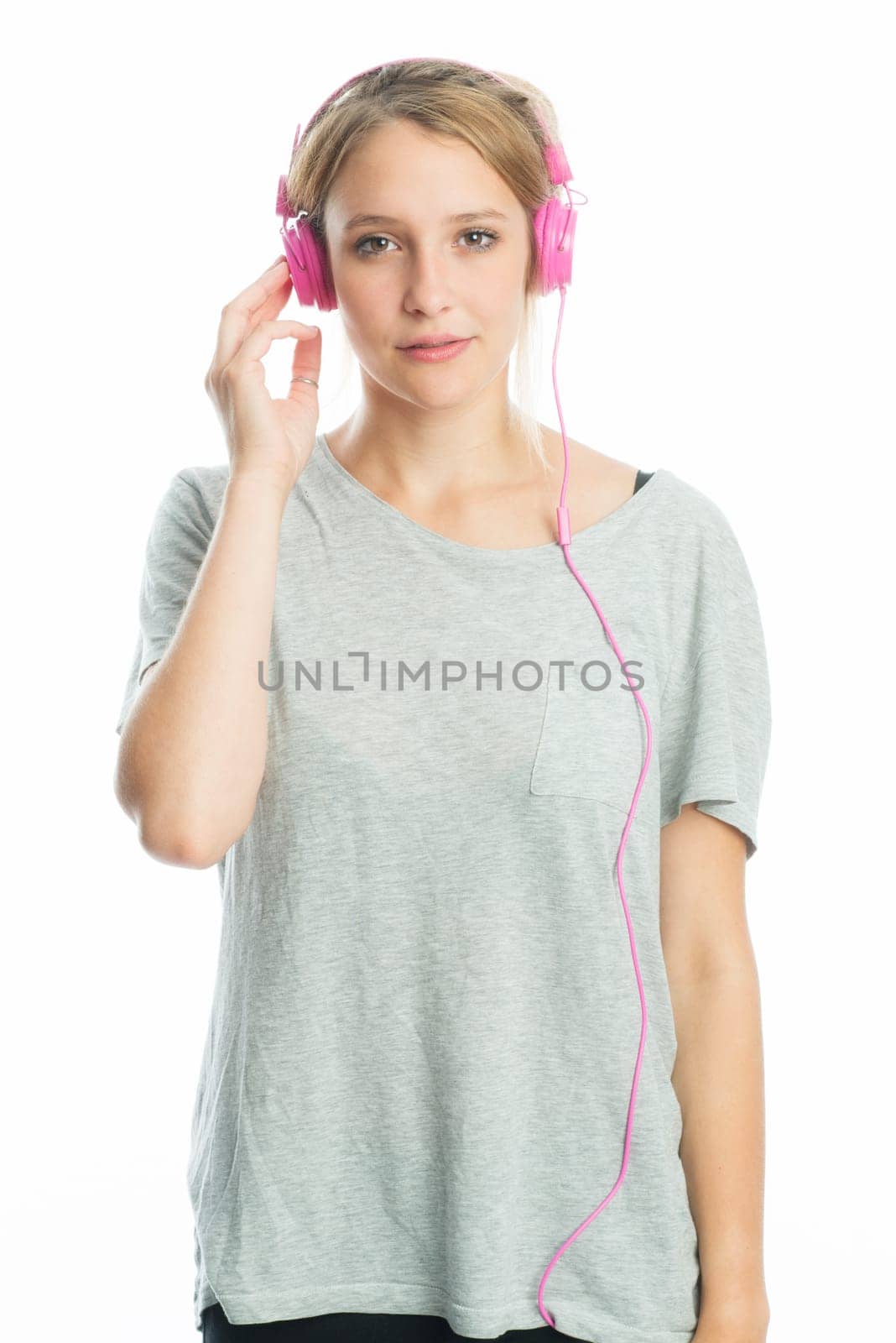 Blonde girl with headphones