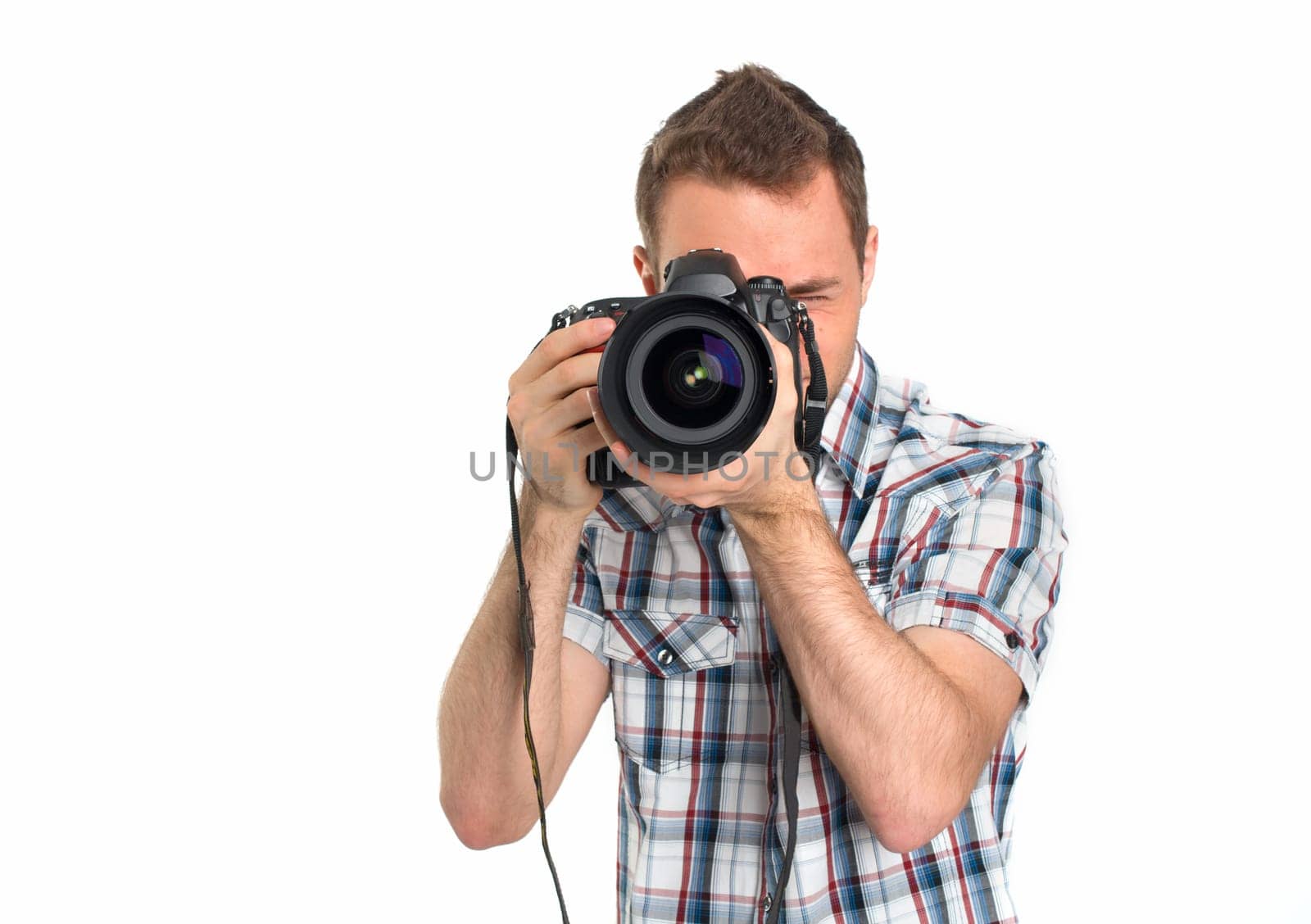 Young man with camera