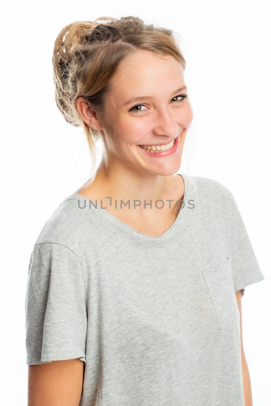 Blonde girl with high-cut hairstyle