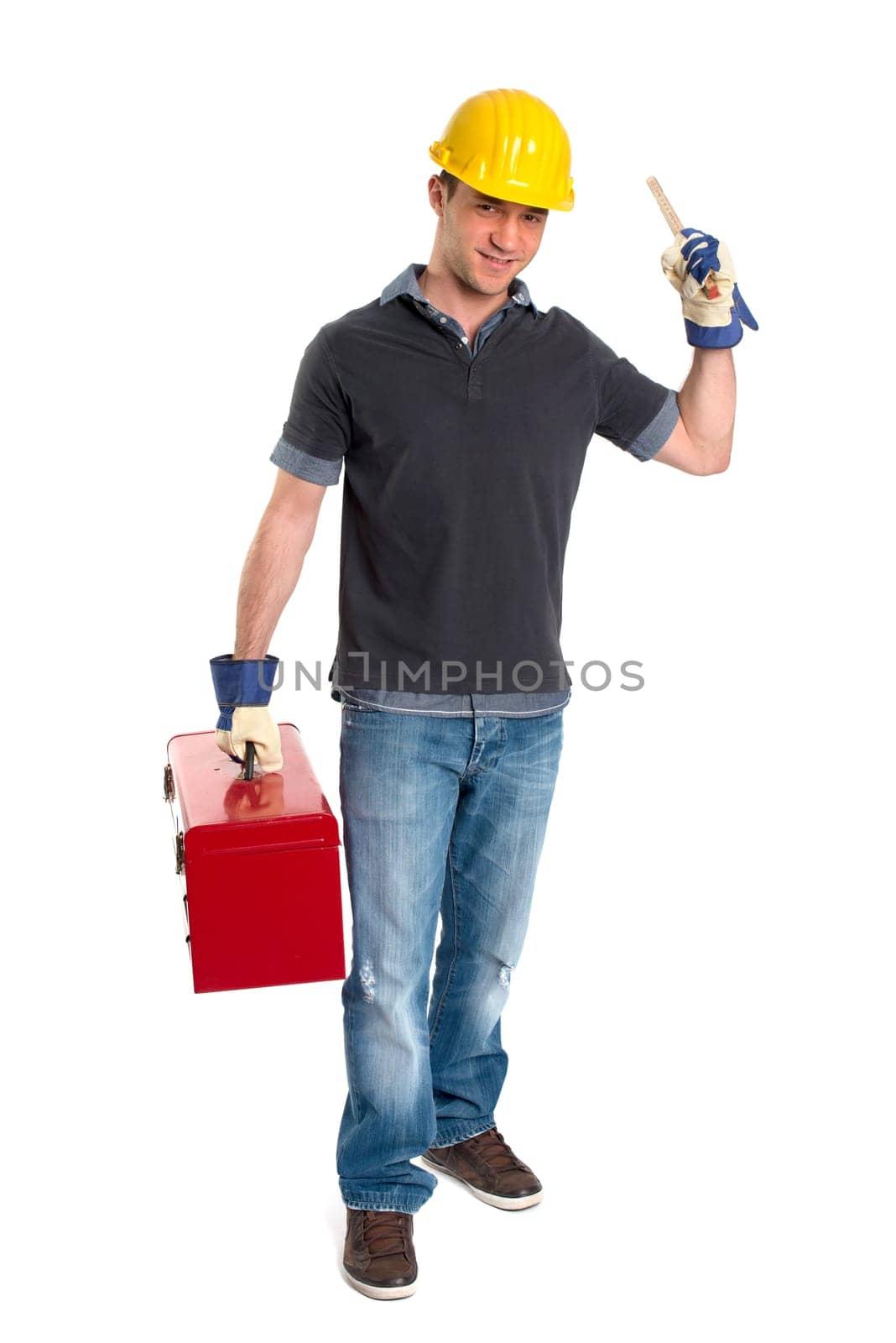Young man with tool case