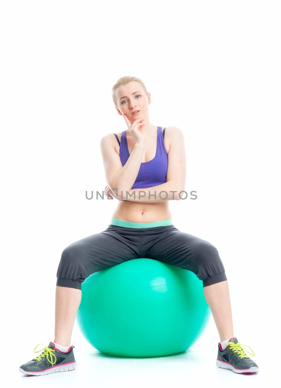 Blonde girl trained with Pezziball