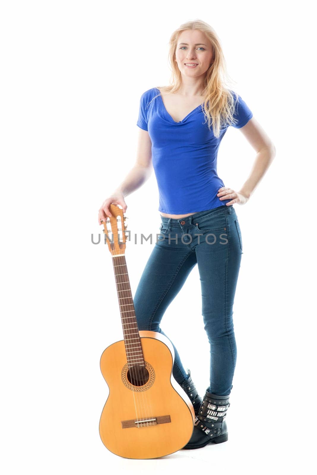 Blonde girl with guitar