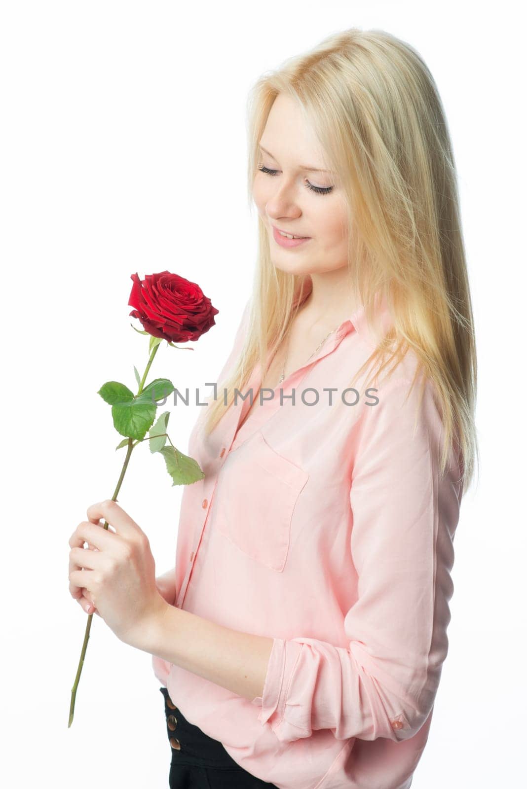 Sensual girl with single rose