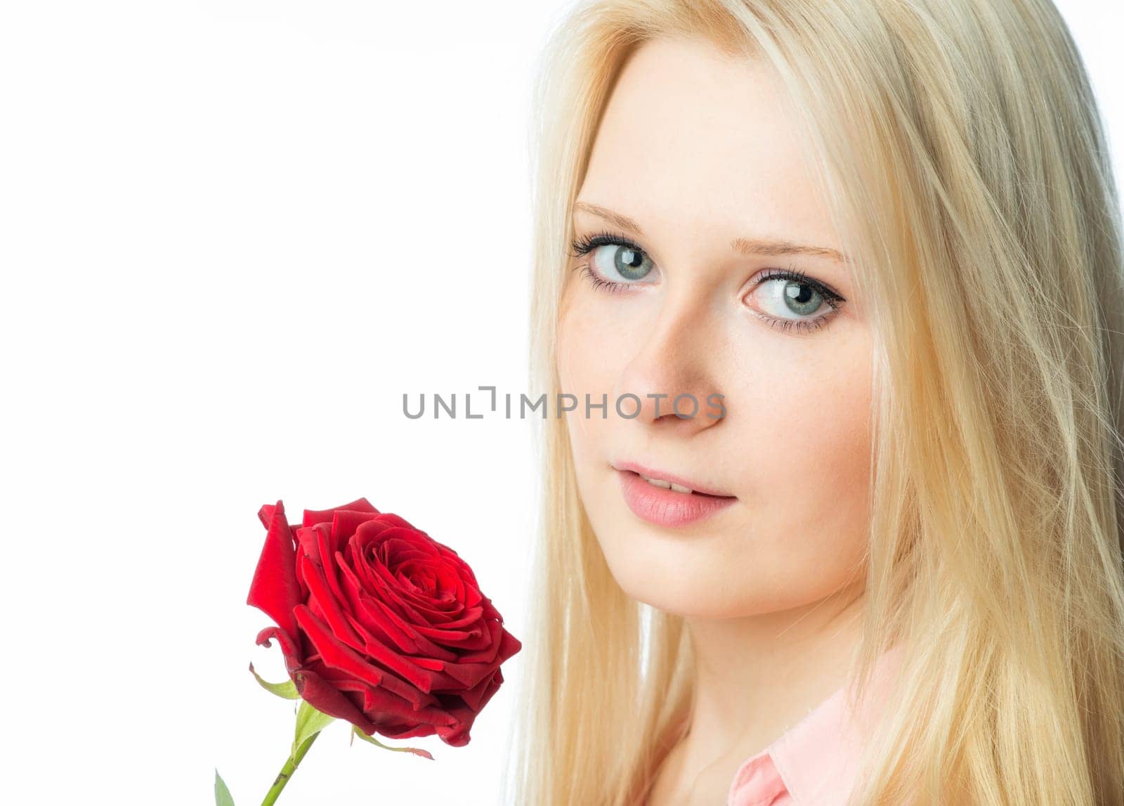 Sensual girl with single rose