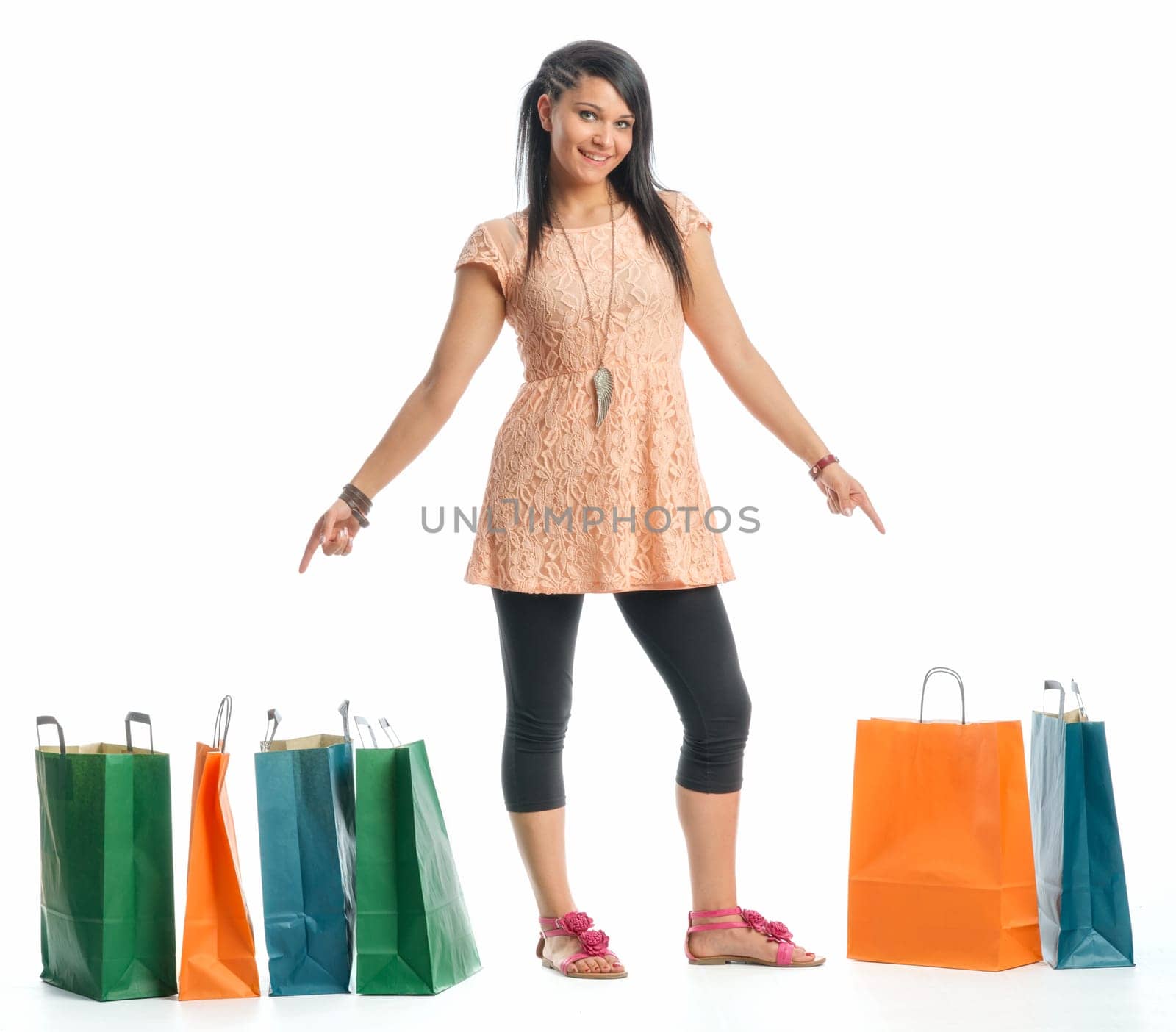 Young girl with paper bags