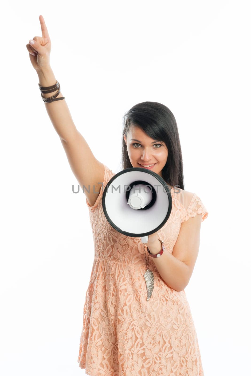 Black-haired girl with megaphone