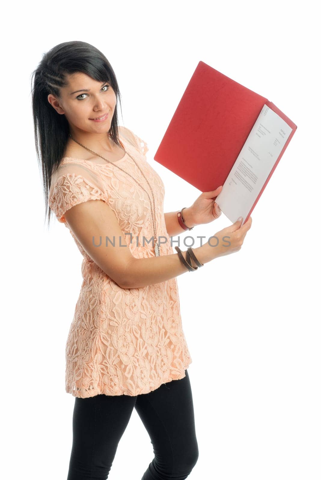 Girl with application folder