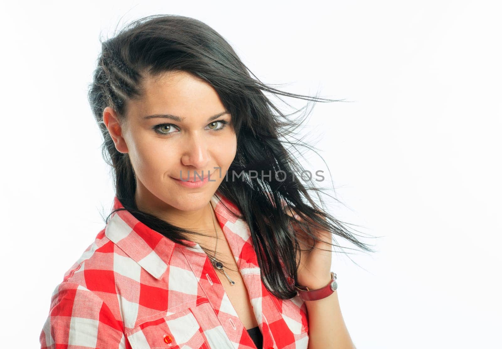 Young girl with waving hair