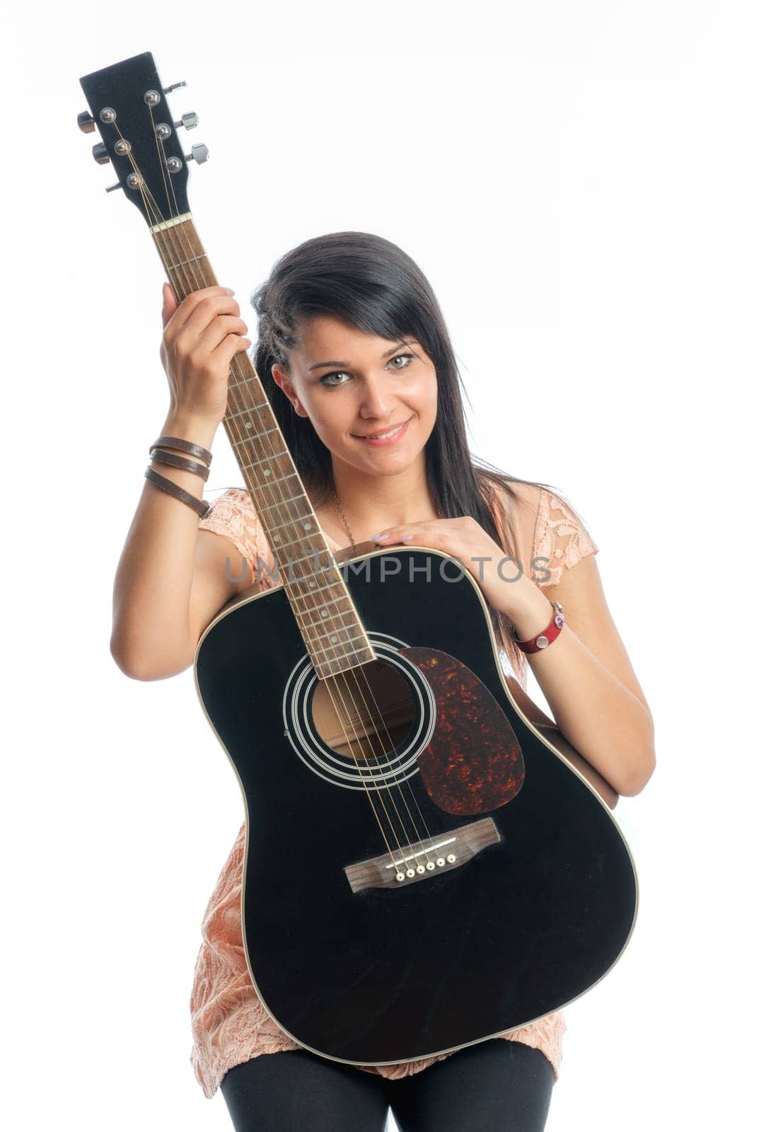 Black-haired girl with guitar