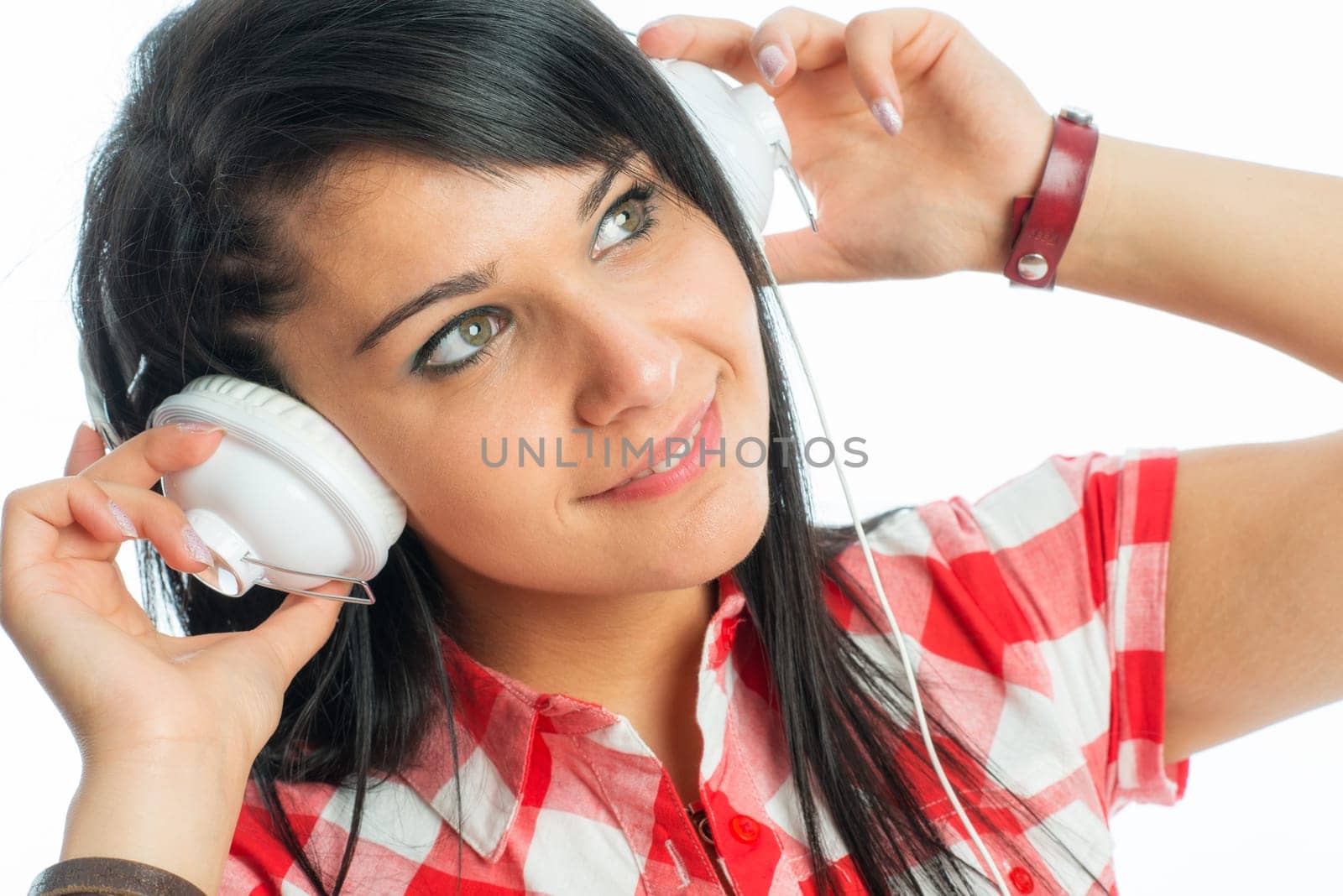 Black-haired with headphones