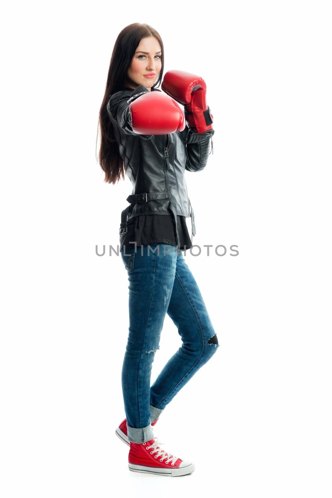 Young woman with boxing gloves