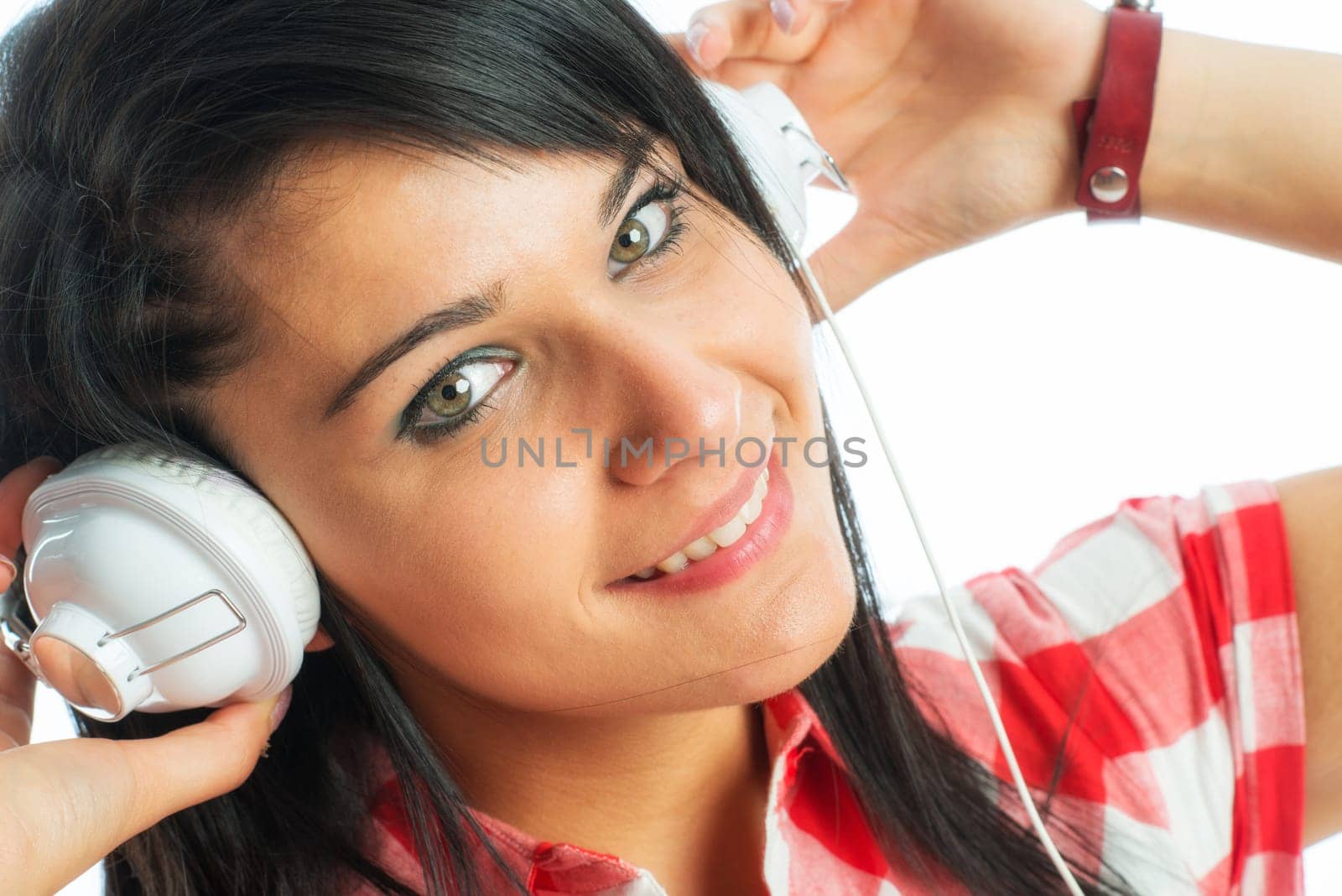Black-haired with headphones