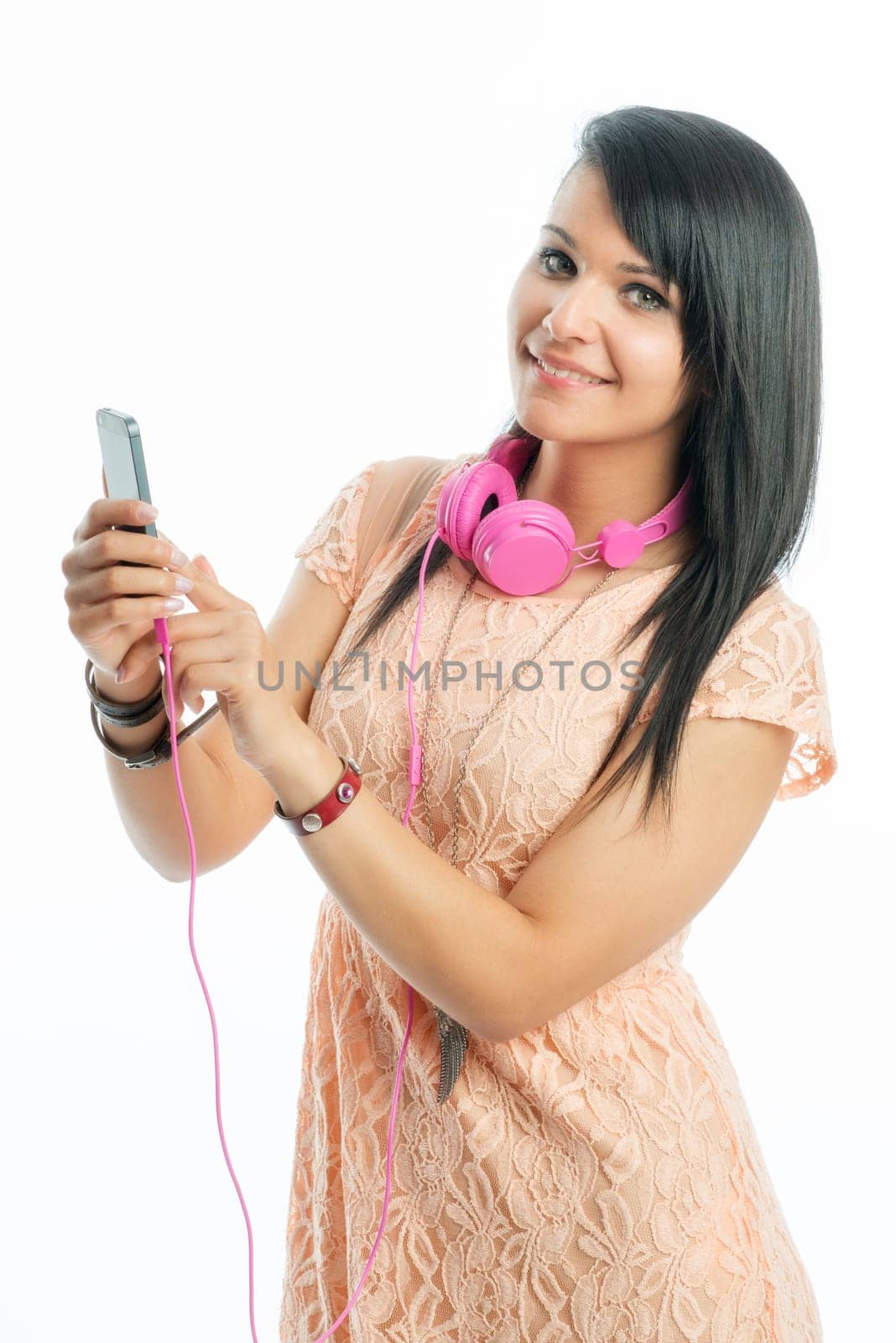 Girl with headphones and smartphone
