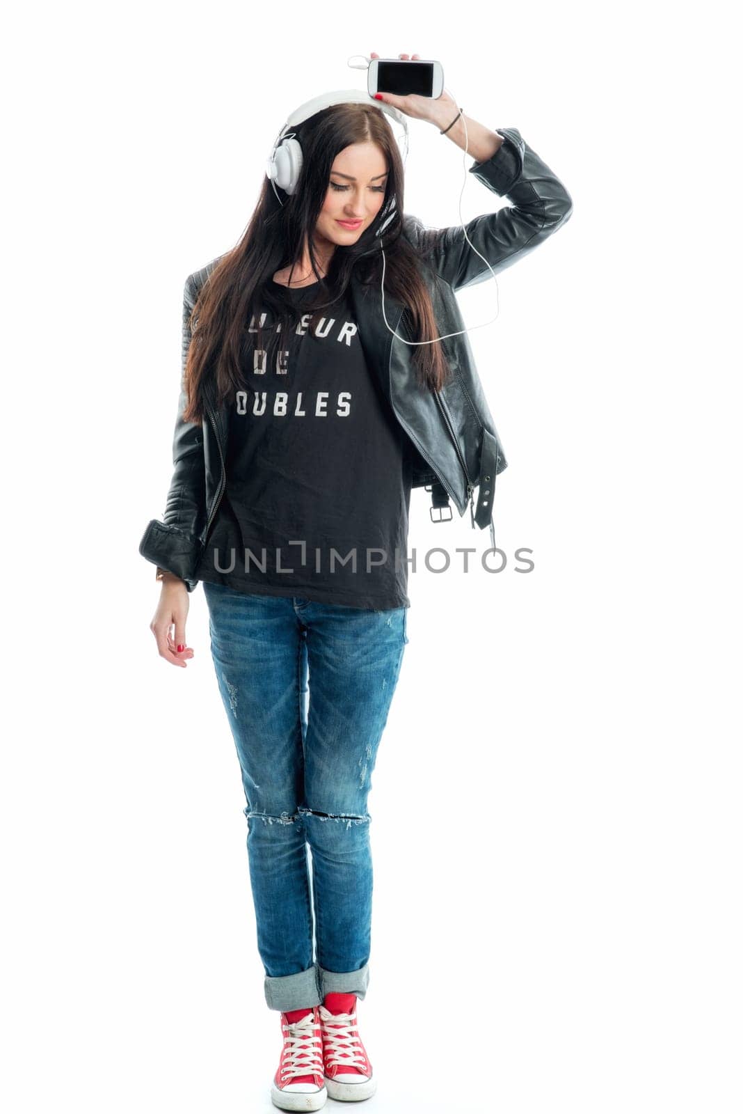Young woman with Mp3 player and headphones
