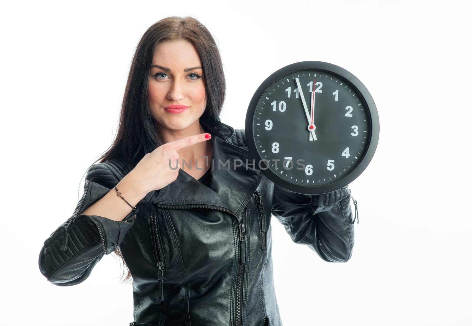 Racewoman with wall clock