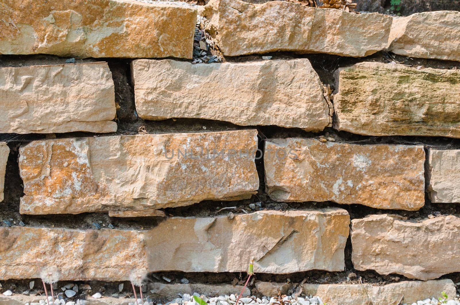 Dry stone wall made of German sandstone expertly erected and executed.