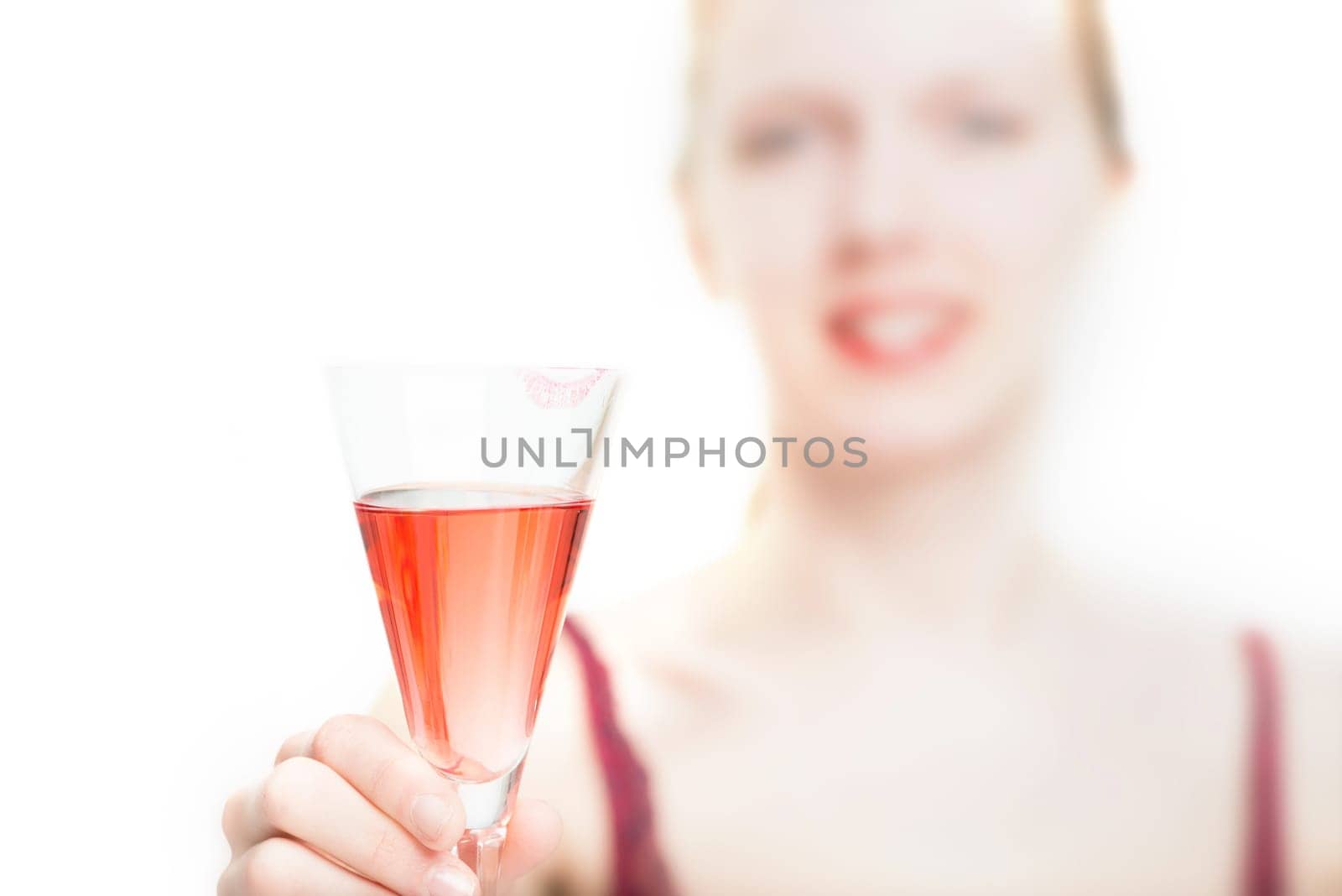 Blonde girl with glass of sparkling wine