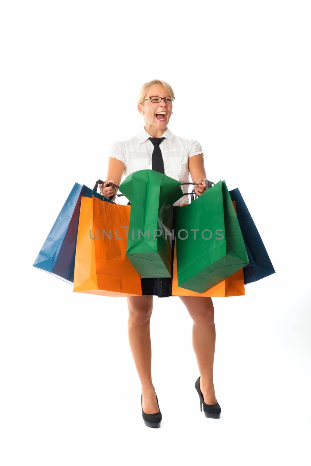 Blonde woman shopping