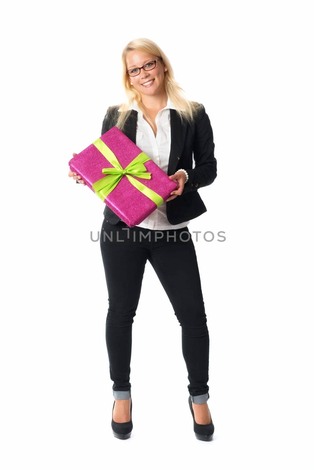 Businesswoman with gift