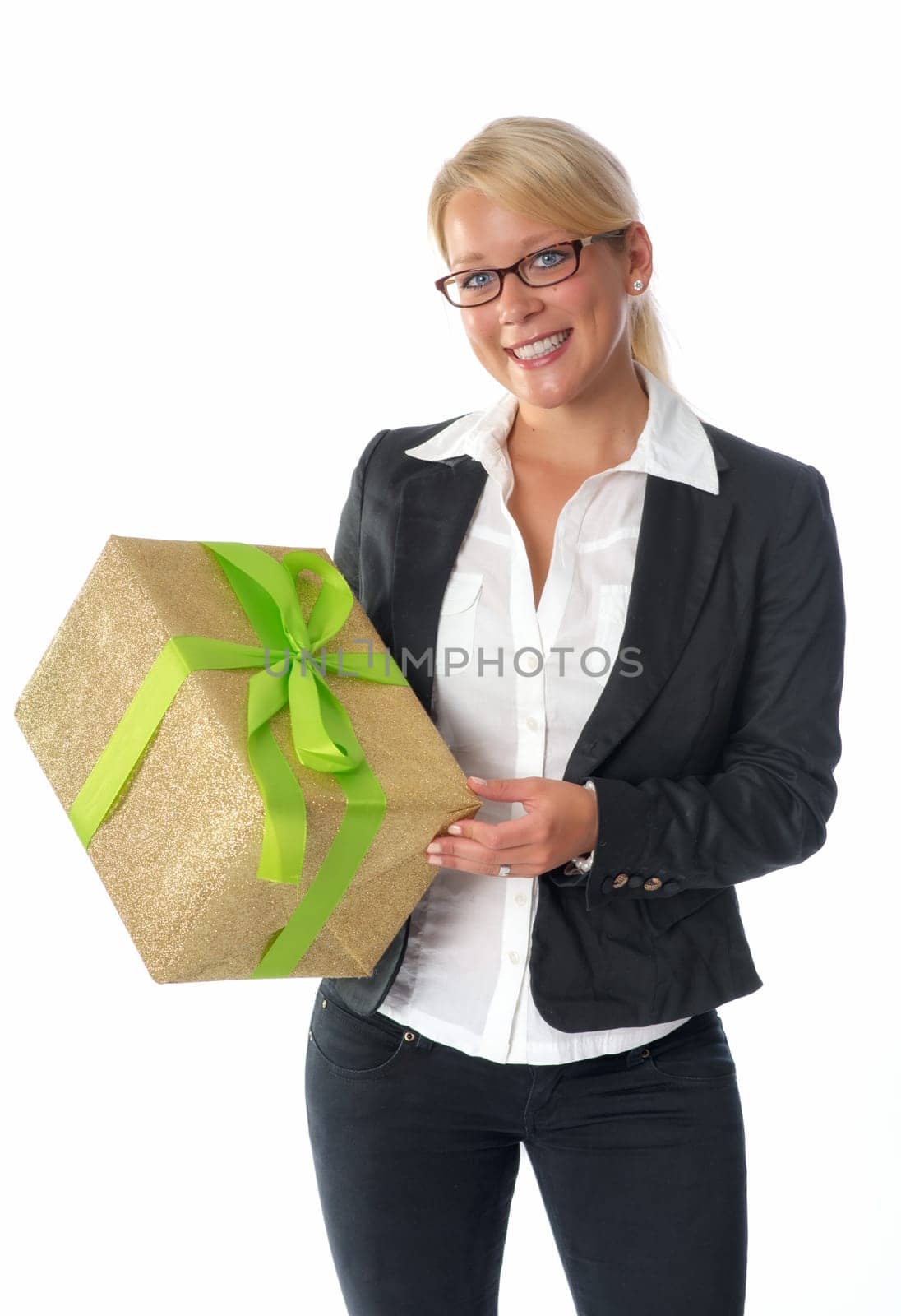 Businesswoman with gift