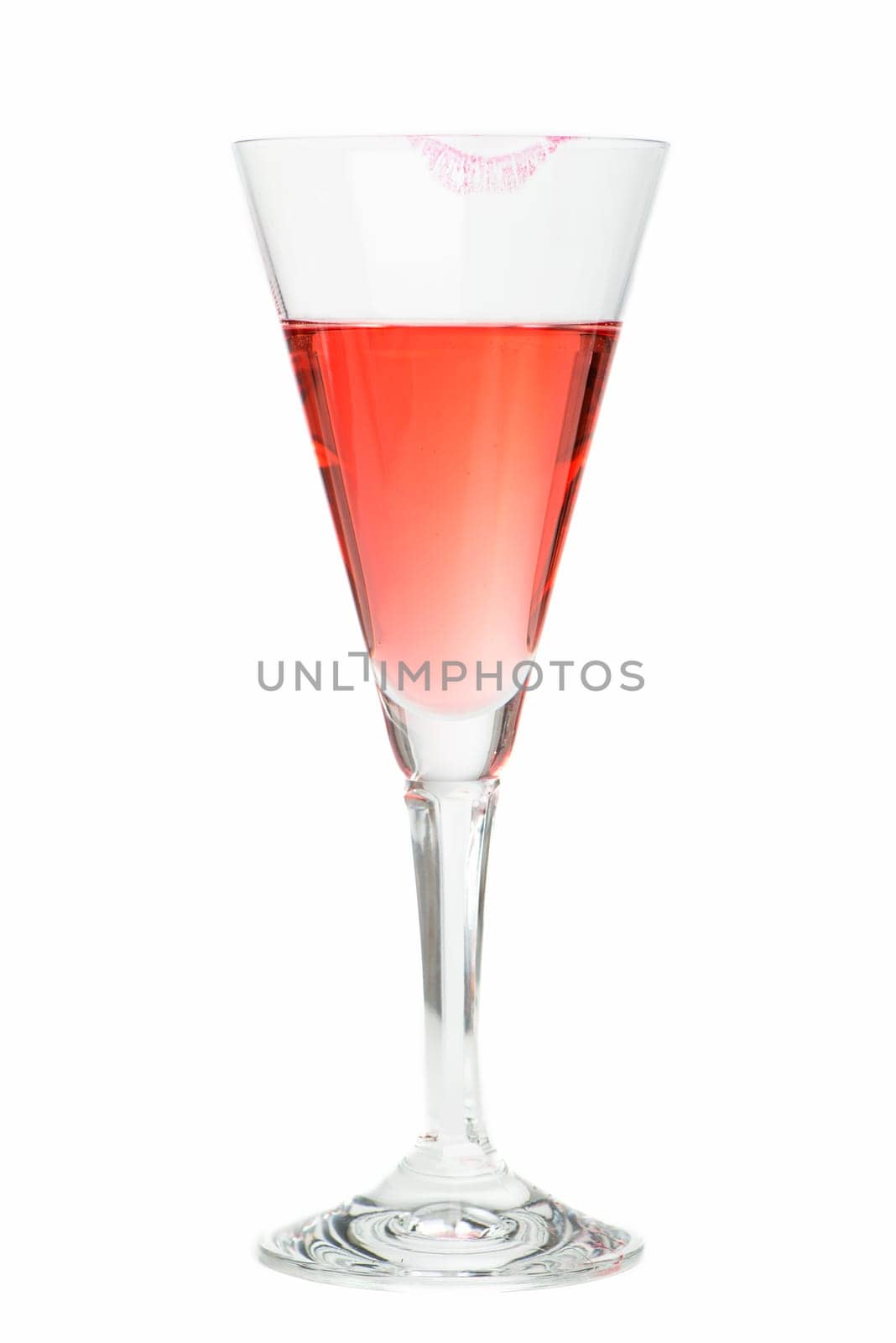 Lipstick on the champagne glass