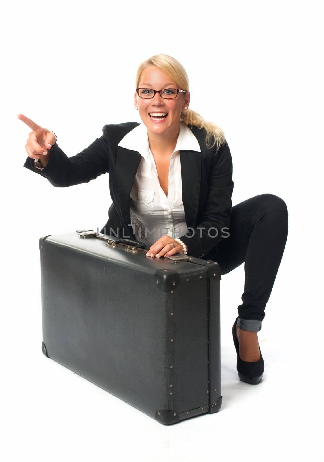 Businesswoman with suitcase