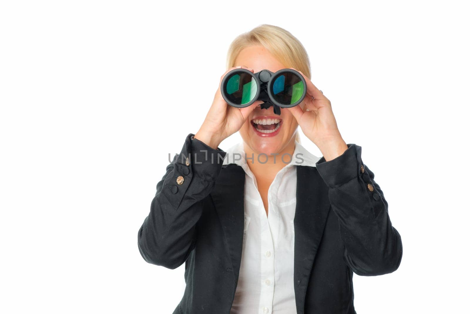 Businesswoman with binoculars