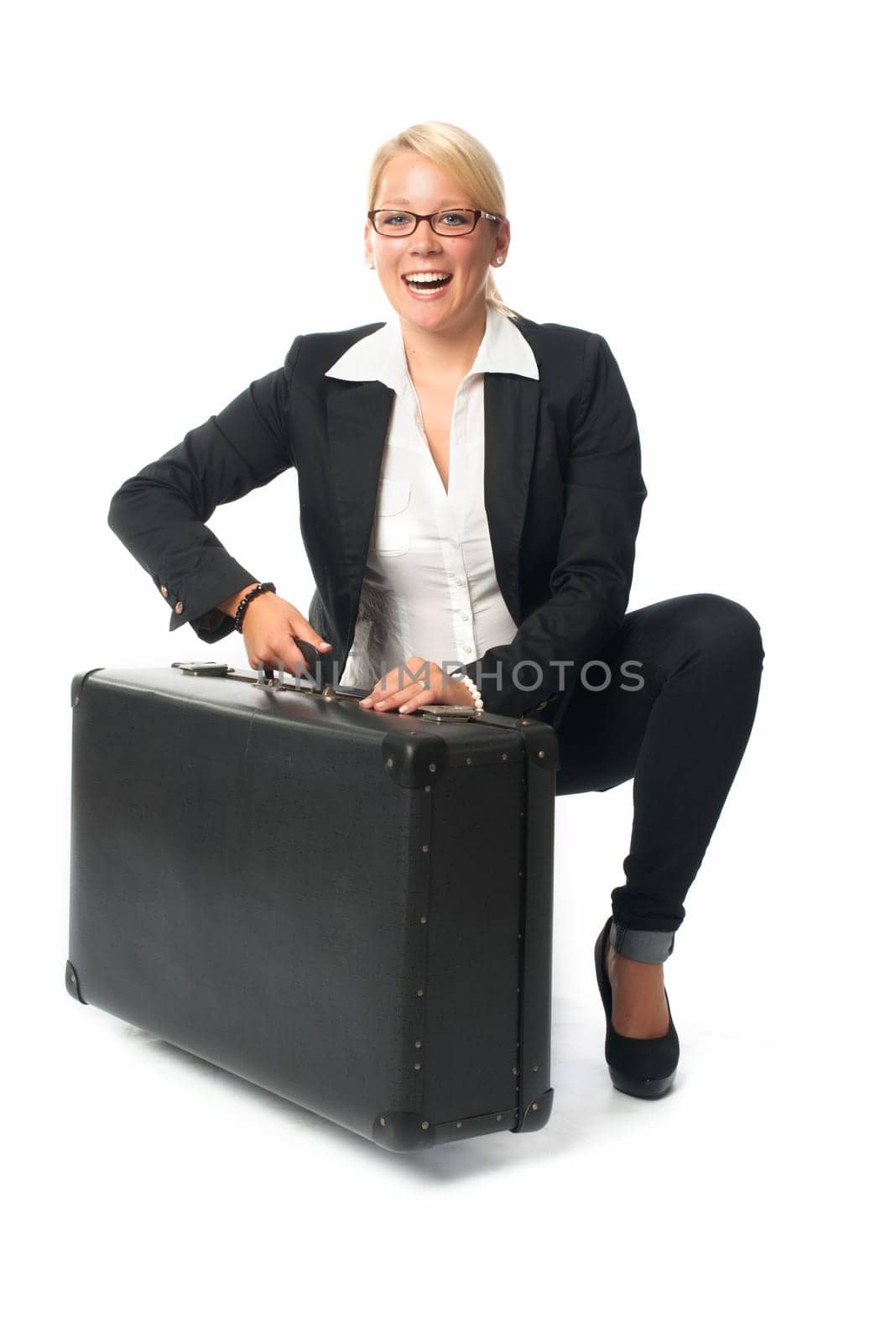Businesswoman with suitcase