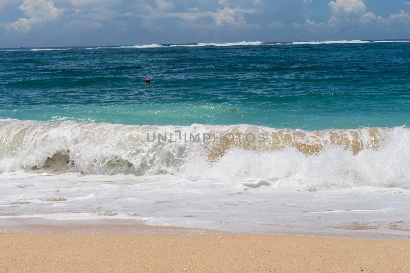 Beautiful secluded sandy beach in the Caribbean with white sand and blue sky as in paradise