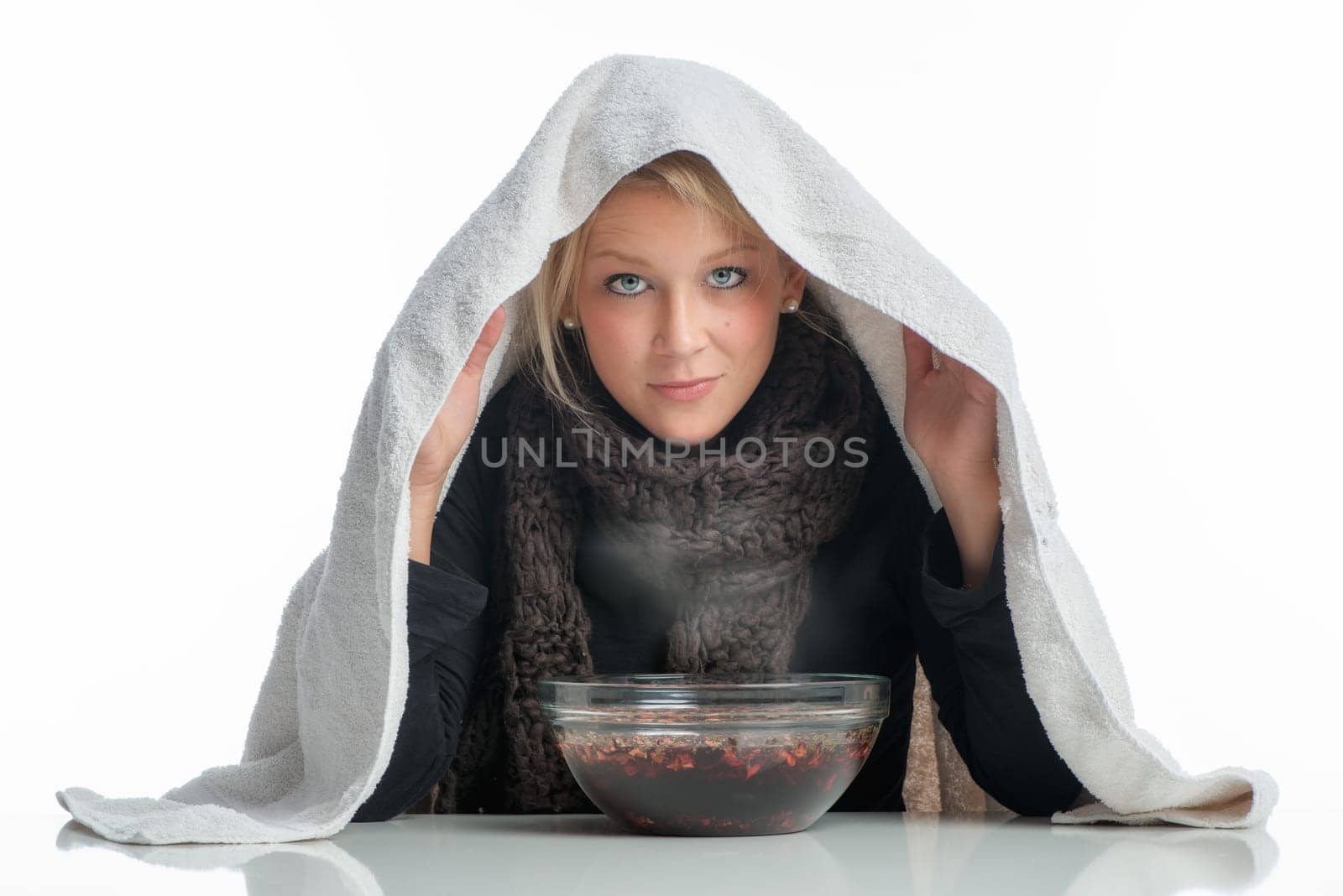 Sick woman inhaled via infusion bowl