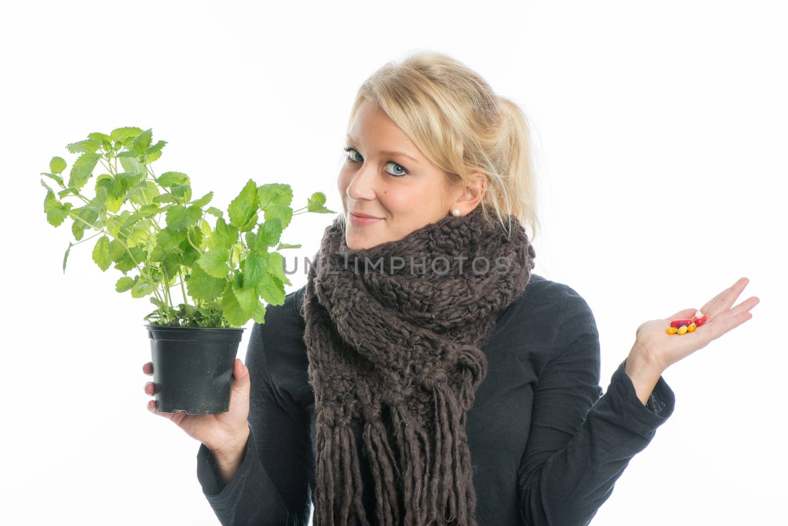 Woman with lemon balm