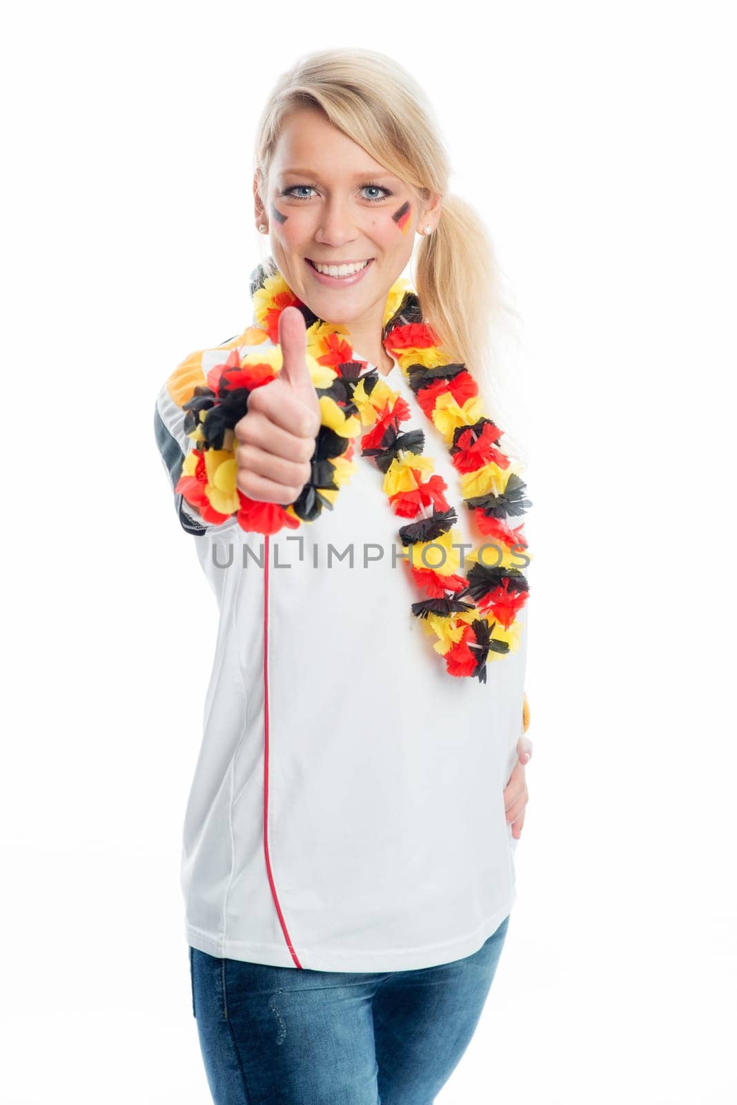 Female blonde football fan