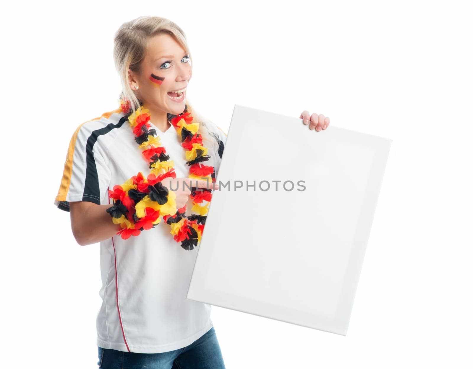 Female blonde football fan