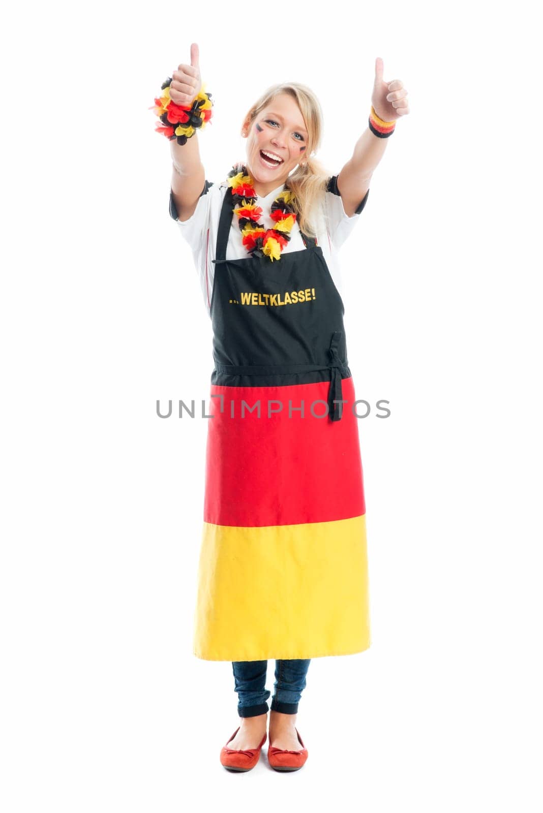 Female blonde football fan