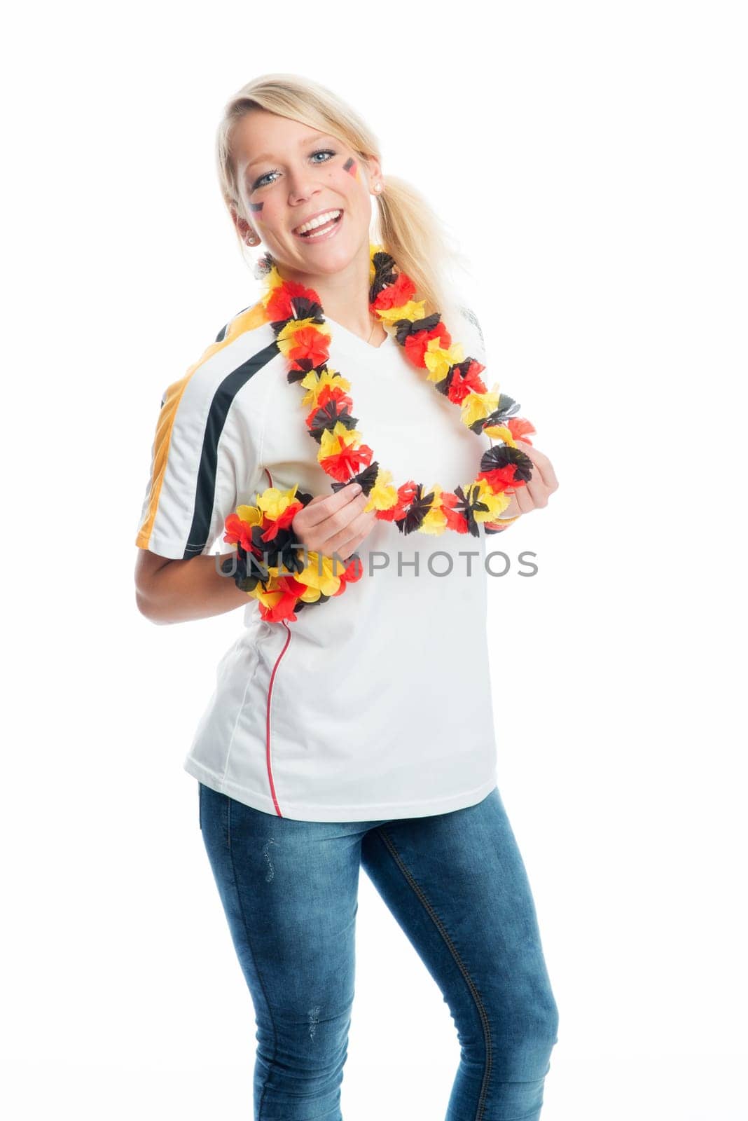 Female blonde football fan