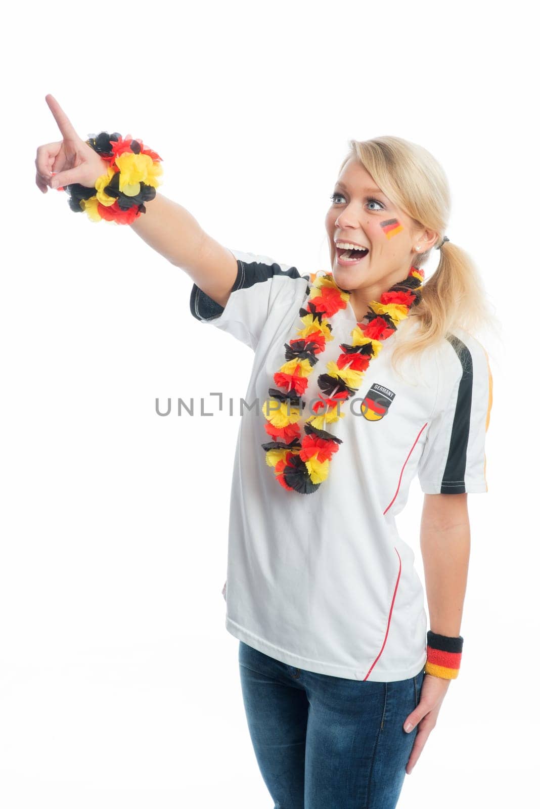 Female blonde football fan