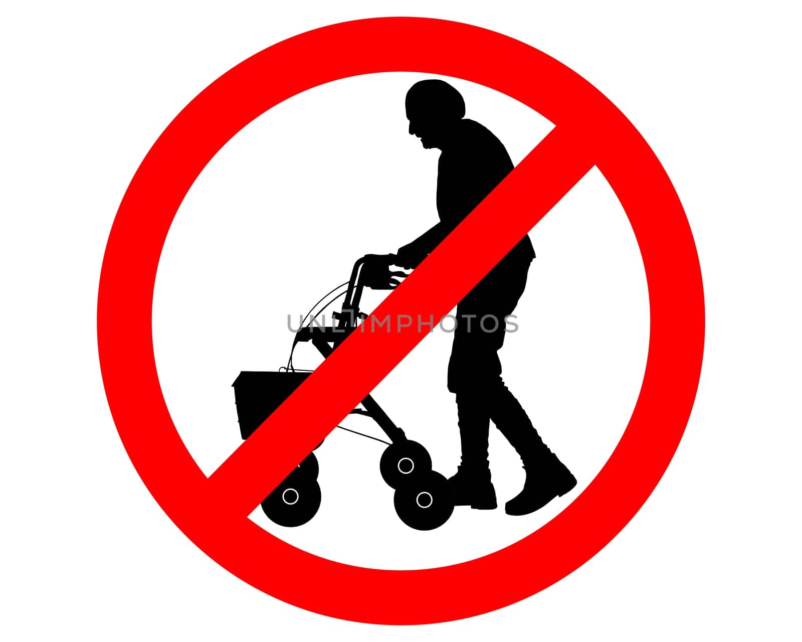 Prohibited for seniors with a rollator
