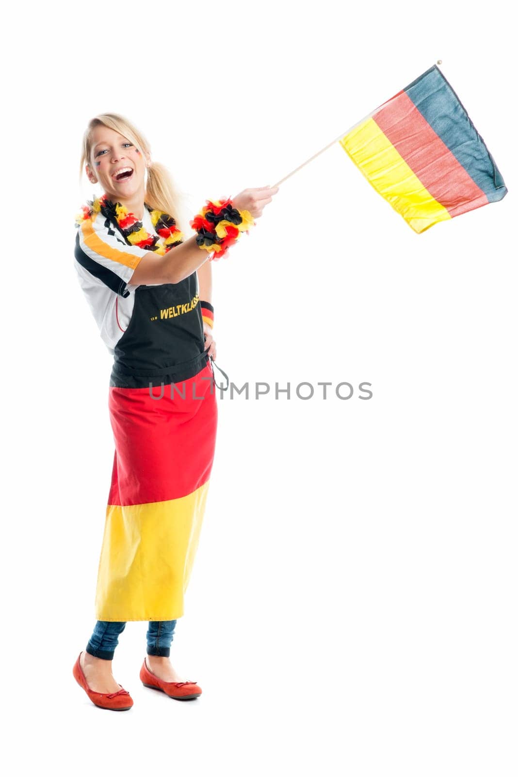 Blonde female football fan