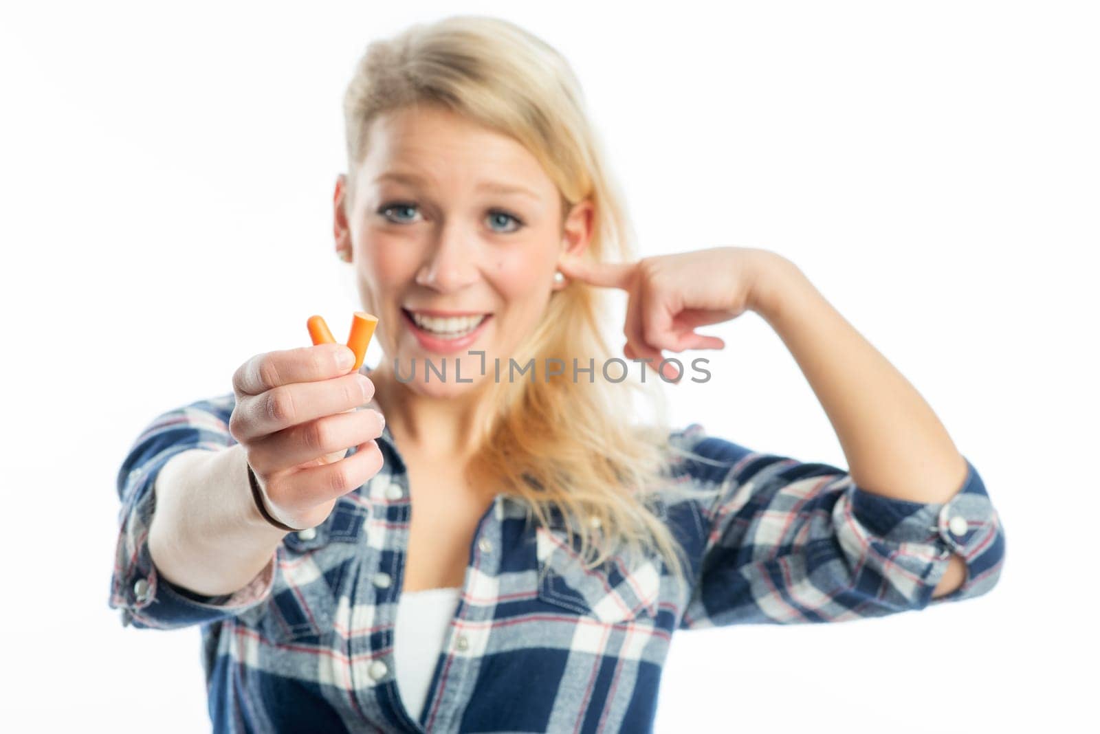 Woman with ear protection