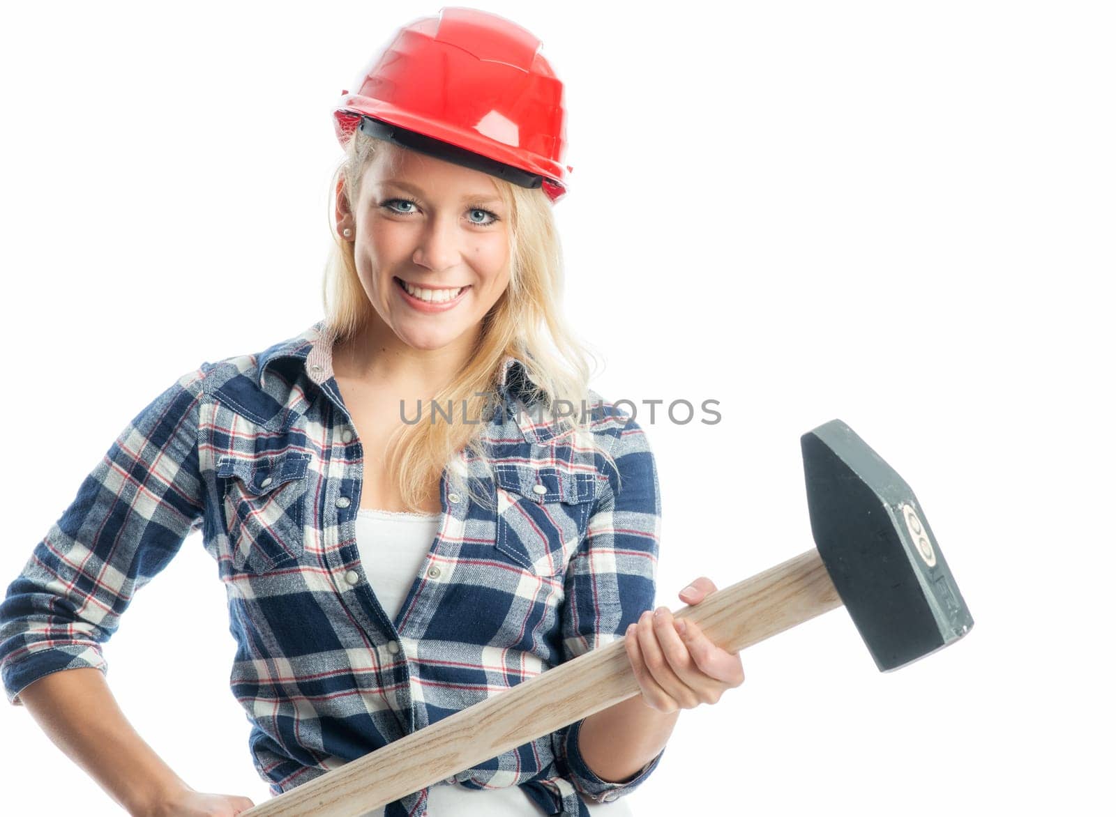 Female craftsman with sledgehammer