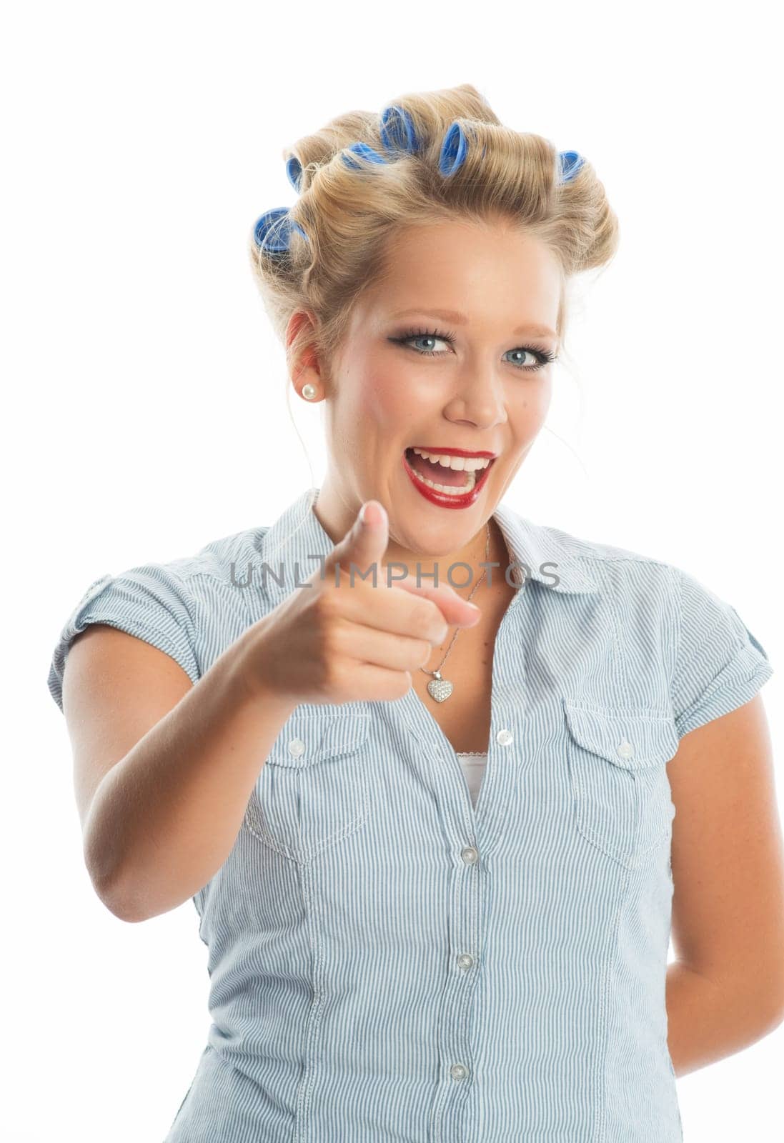 Housewife points the finger