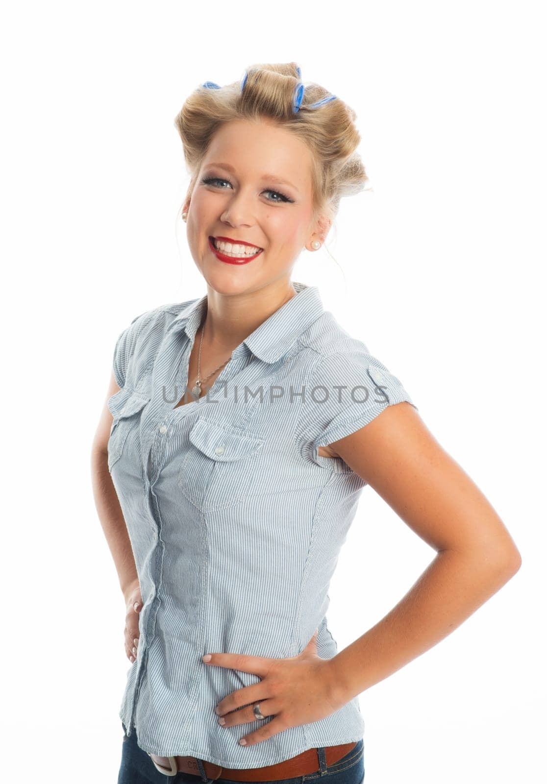 Woman with curlers