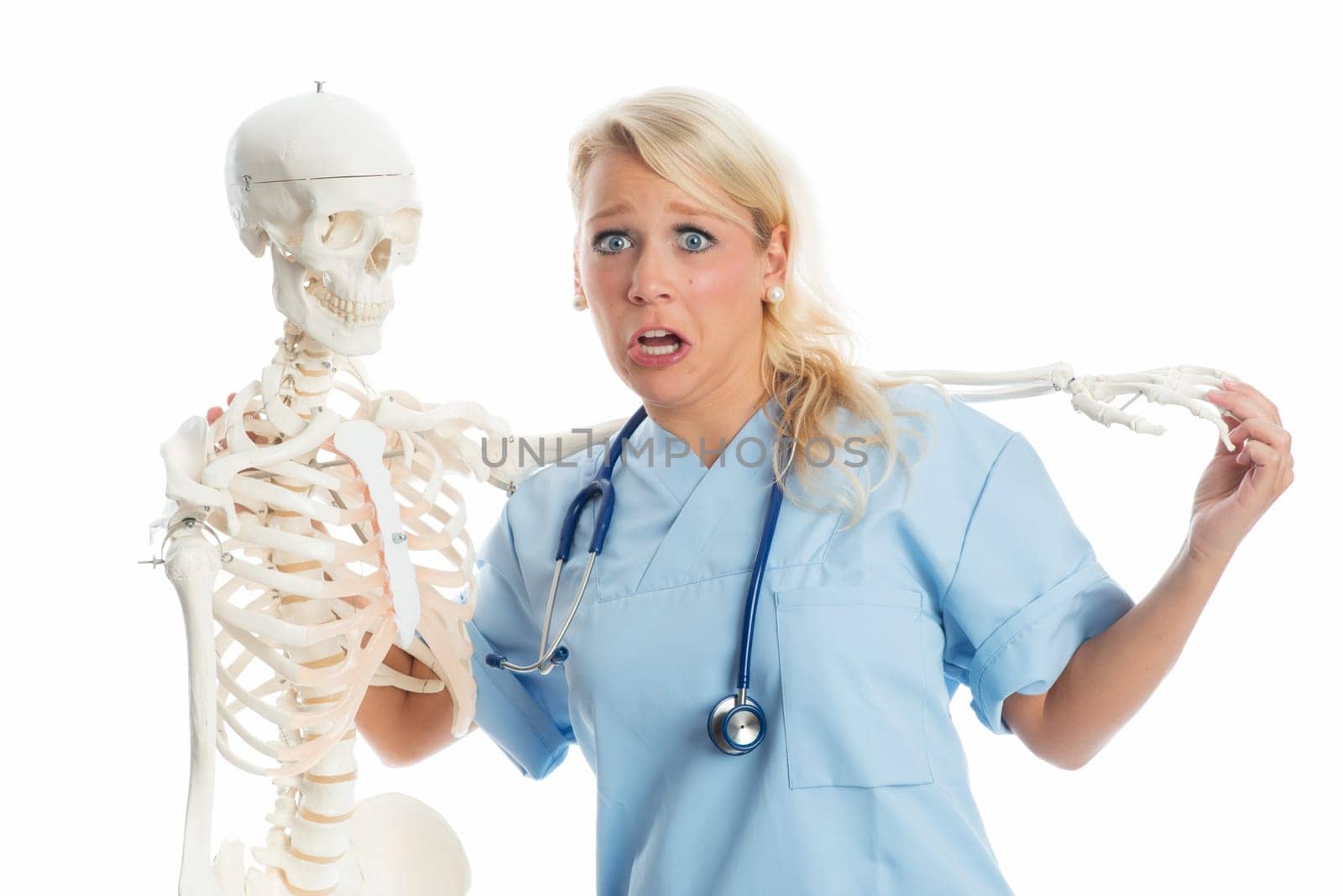 Nurse with skeleton