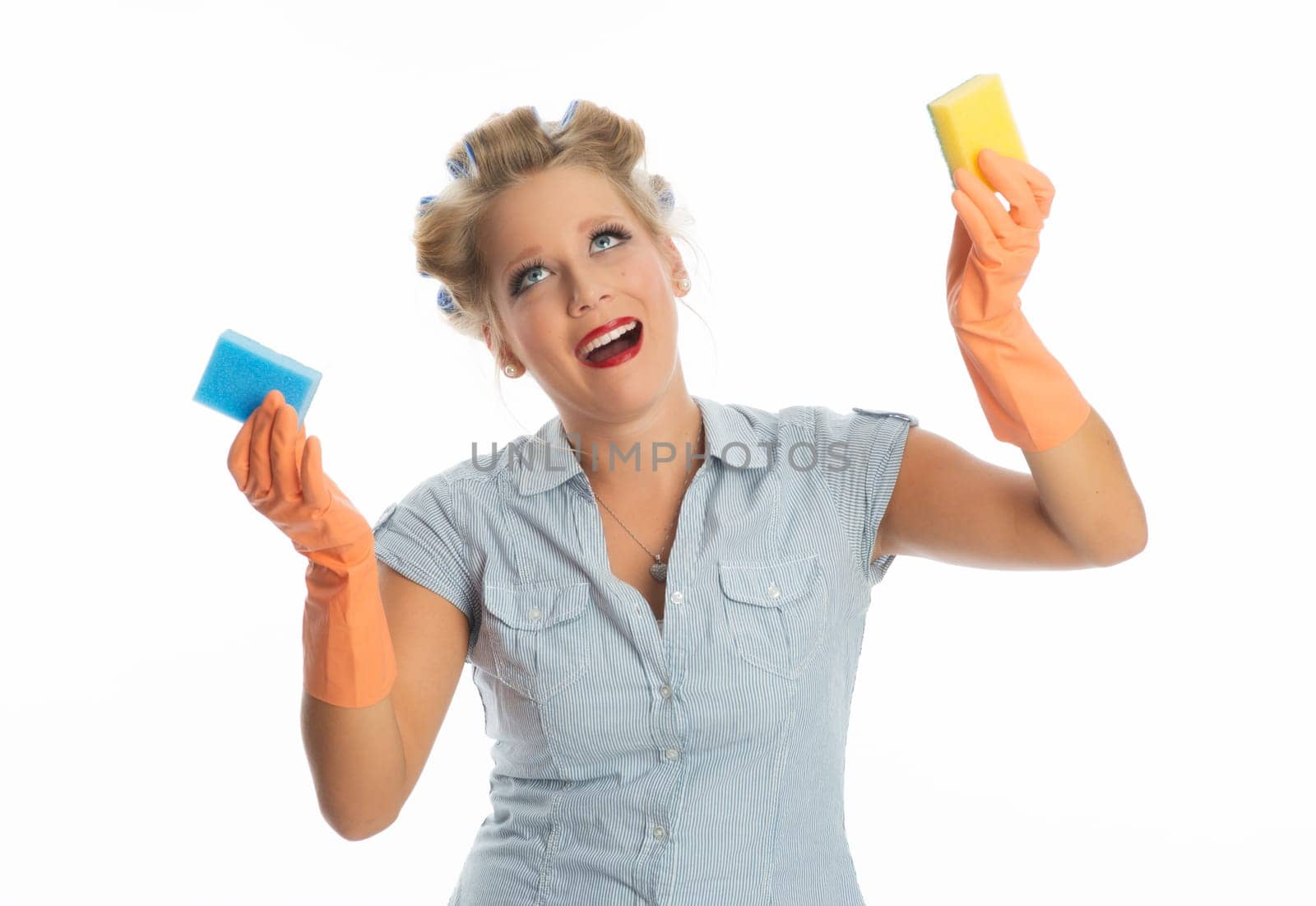Cleaning lady with sponge