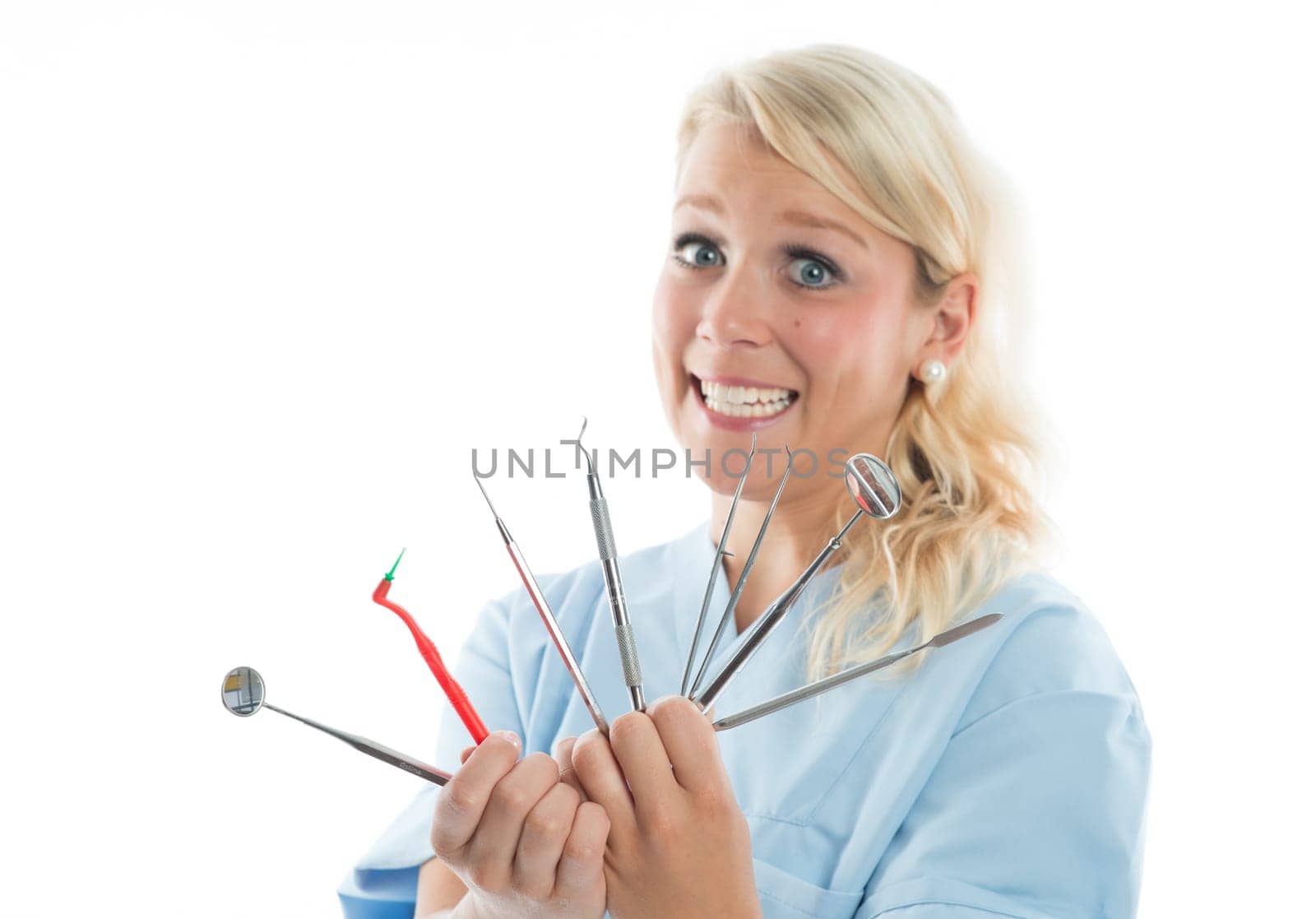 Dentist with dental cutlery