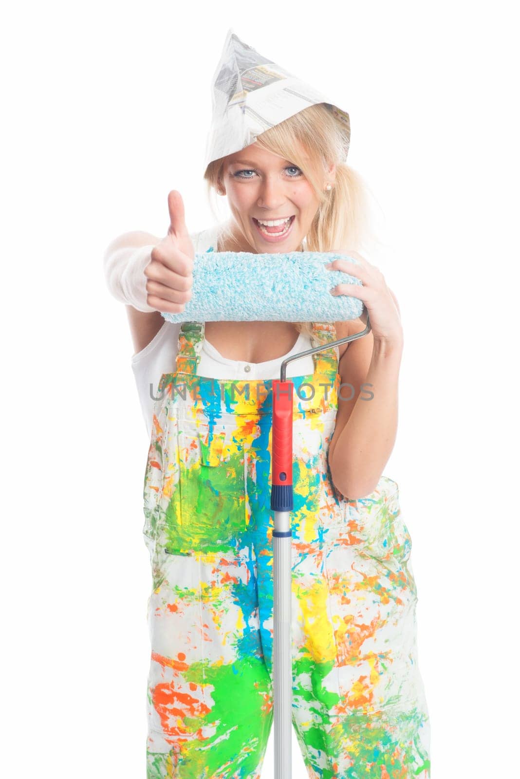 Painter shows thumbs up